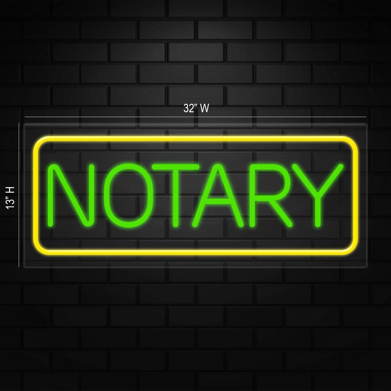 Notary Sign for Window/Wall Displays | LED Flex Neon | 32″W x 13″H x 1″D