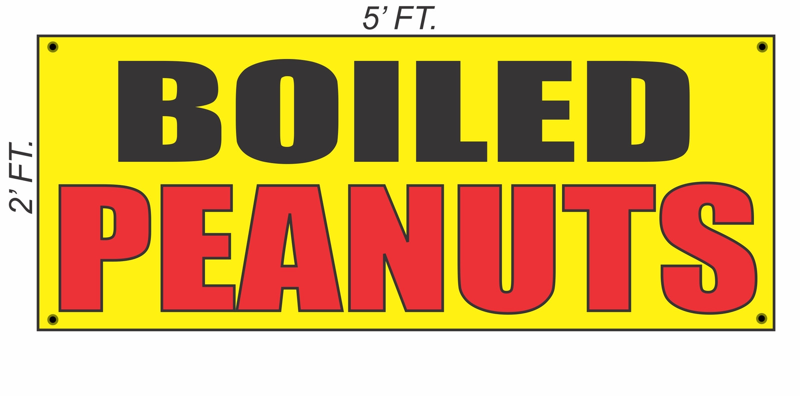 BOILED PEANUTS Banner Sign Yellow with Red & Black