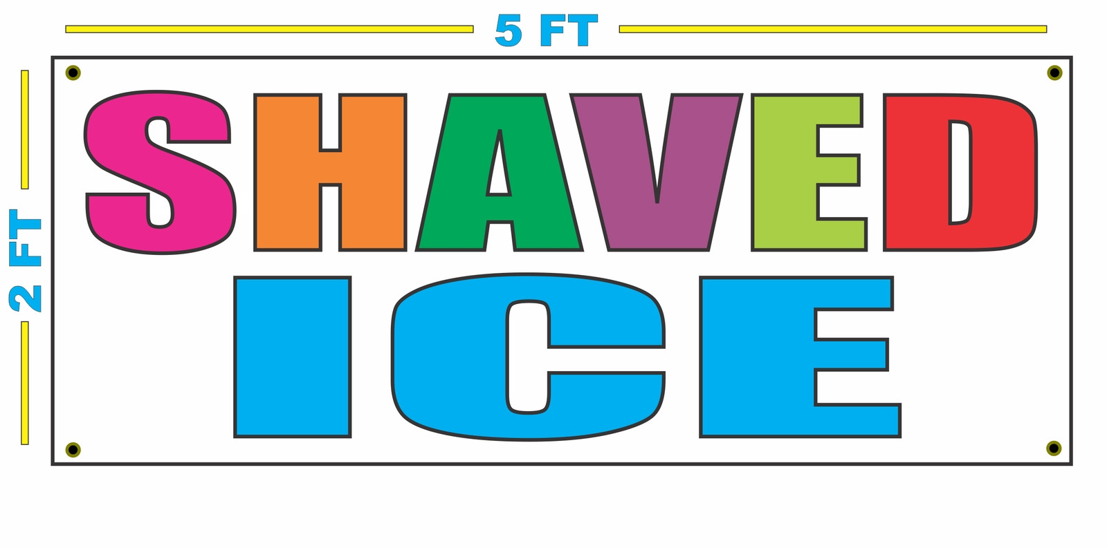 SHAVED ICE MULTI COLORS Blue Banner Sign