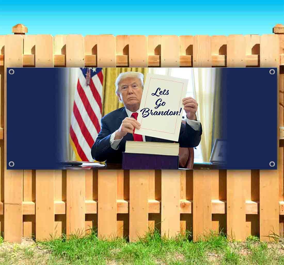 BUY1 GET1 FREE ITEM LETS GO BRANDON Advertising Vinyl Banner TRUMP BIDEN FUNNY