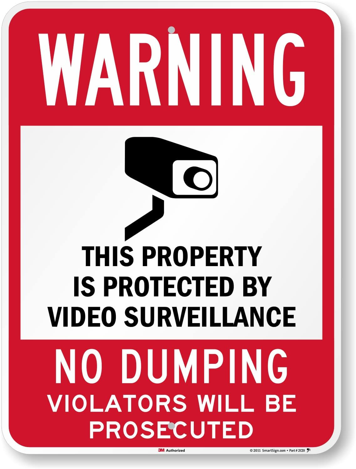 Video Surveillance Warning Sign – 18″x24″ Reflective Aluminum Black/Red