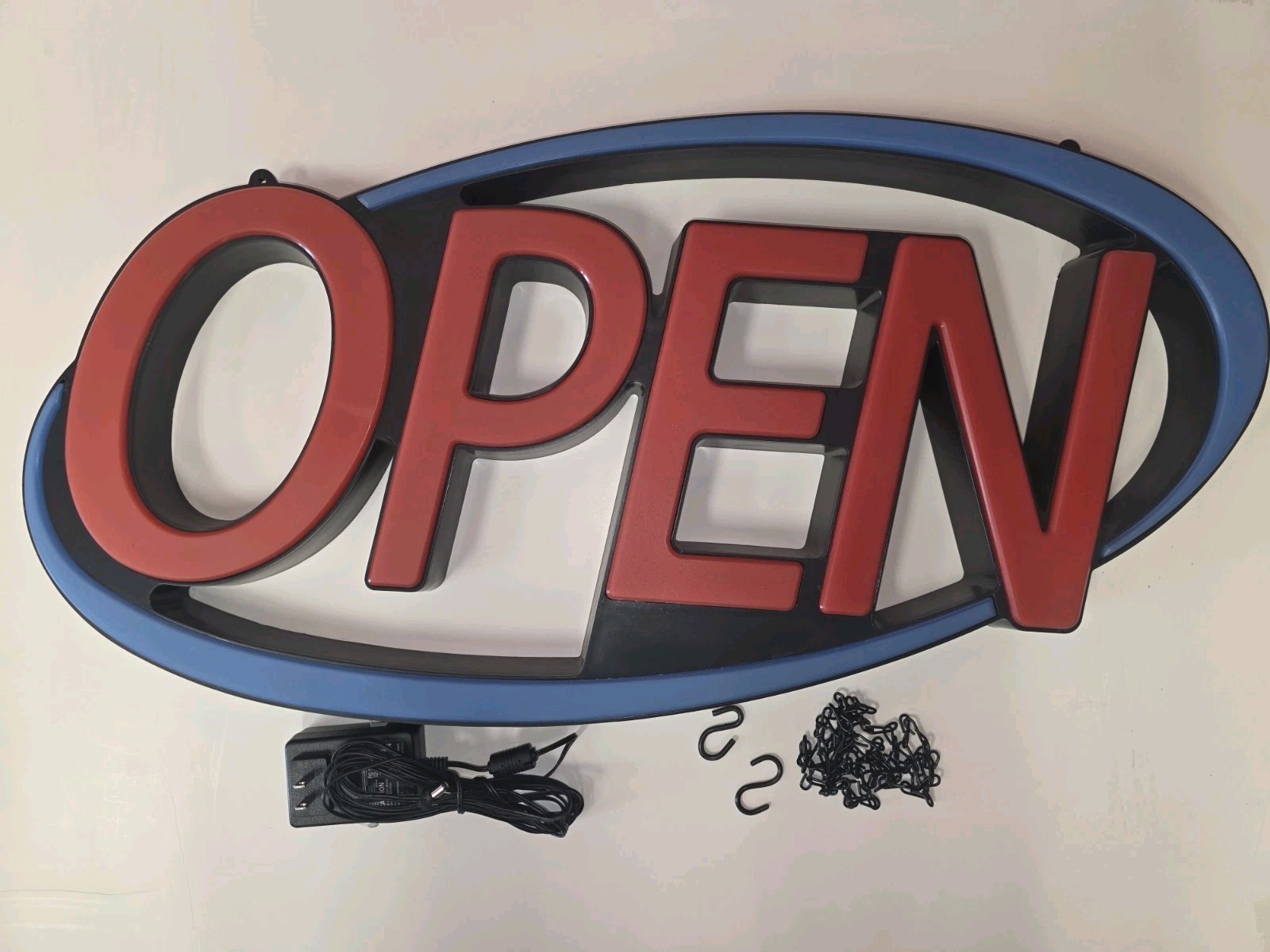 VPC Image Solution Lg Super Bright Oval Led Open Sign Red & Blue 30 1/4″ X 15″