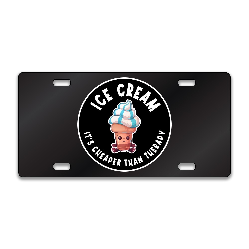 ICE CREAM THERAPY FUNNY Chrome or Black Acrylic Standard License Plate LP0261