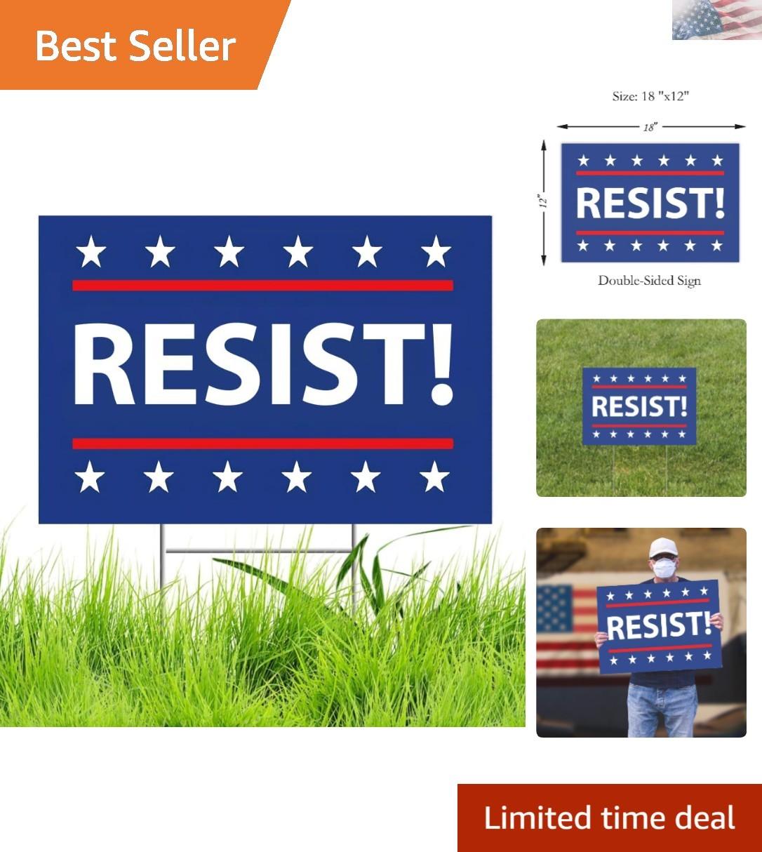 Weatherproof Anti-Trump MAGA Yard Sign – Double-Sided, 18”x12” with H-Stake