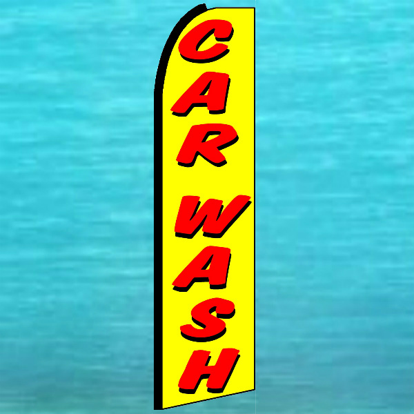 CAR WASH Yellow FLUTTER FLAG Tall Curved Advertising Sign Banner Feather Swooper