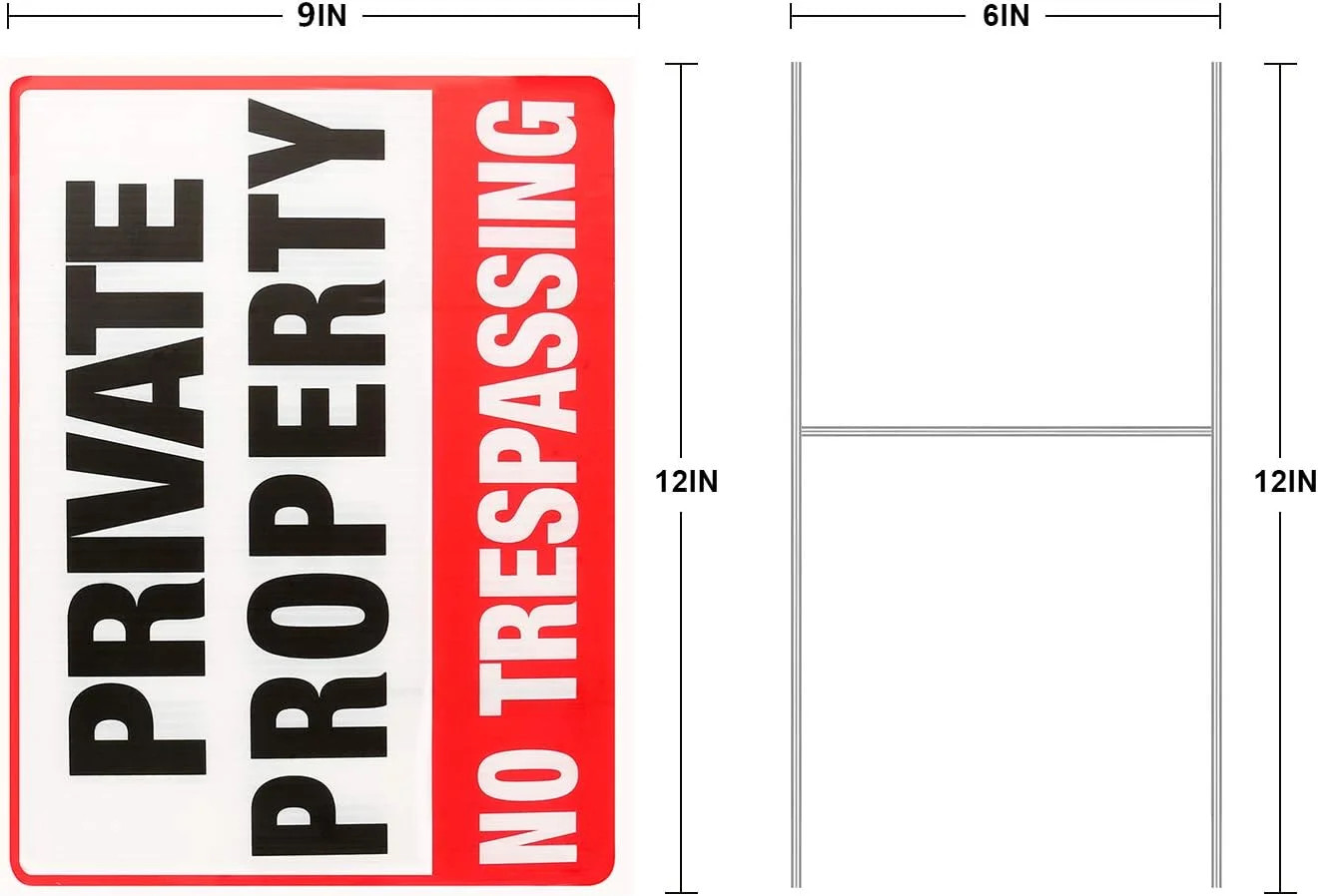 MUXYH 2 Pack Private Property No Trespassing Signs with Metal Wire H-Stakes, 12′