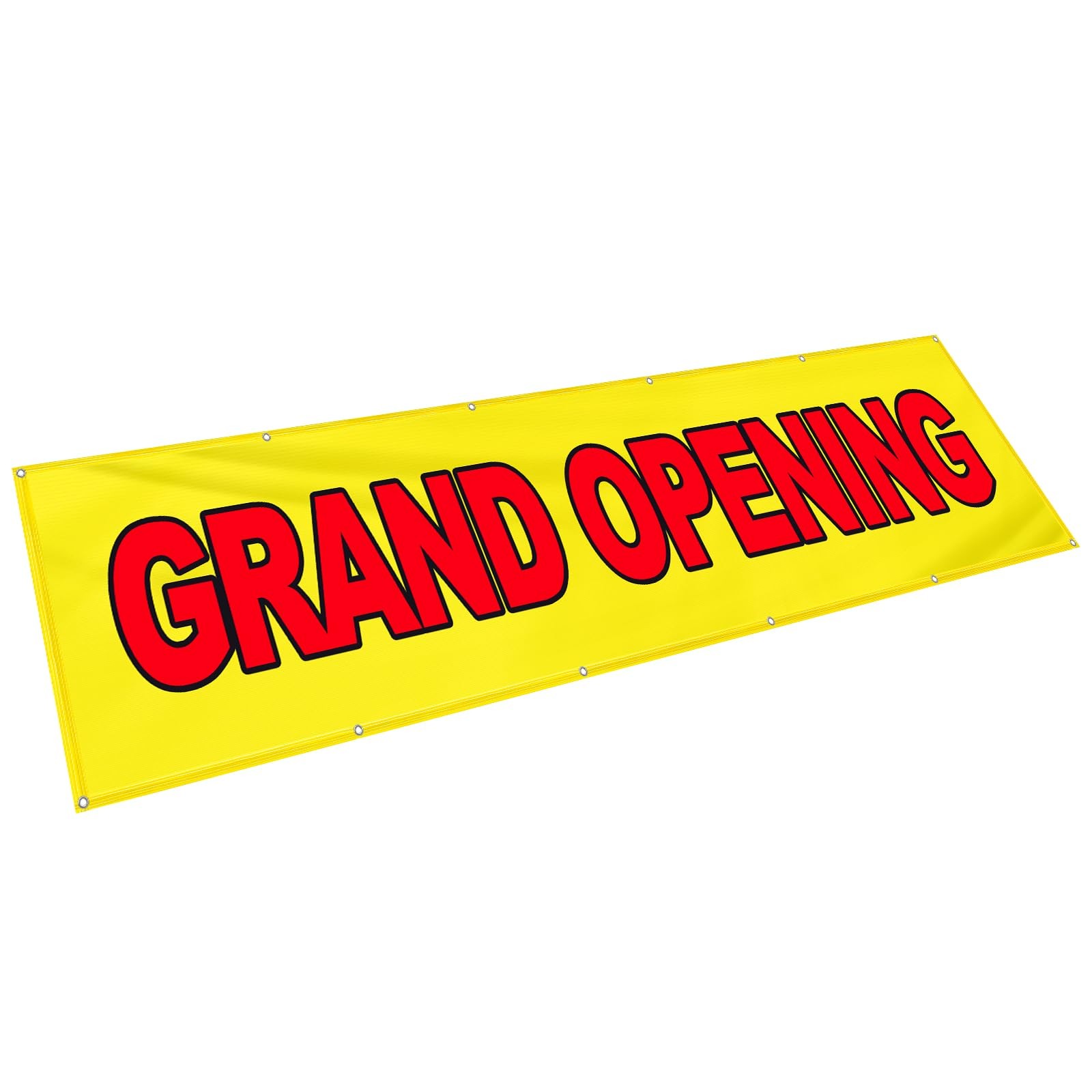 Fanfanwin 3 x 10 ft Polyester Grand Opening Banner Metal Grommets Yellow and Red