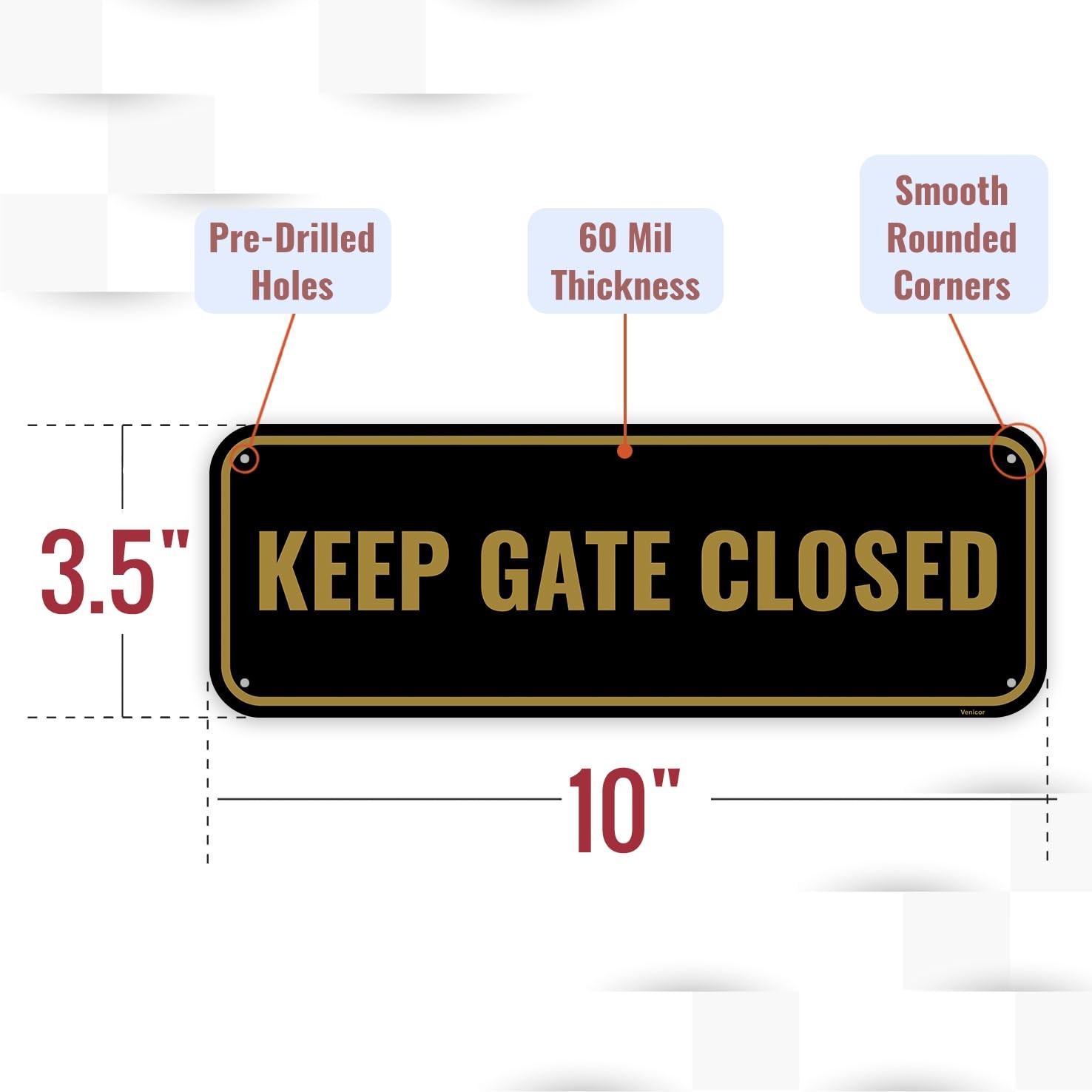 2 PCS 10×3.5 Inch Please Keep Gate Closed Sign, Durable Outdoor Aluminum Metal
