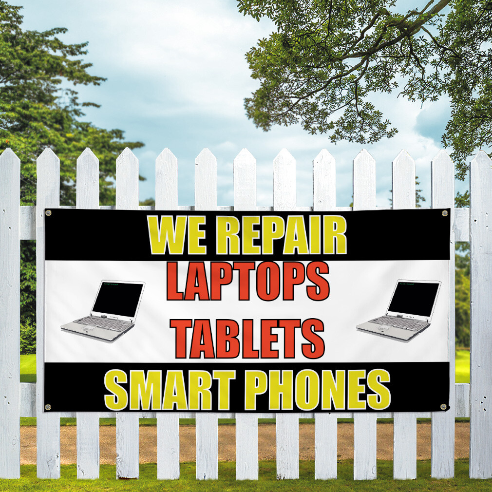 Vinyl Banner Multiple Sizes We Repair Laptops Tablets Smart Phones Retail