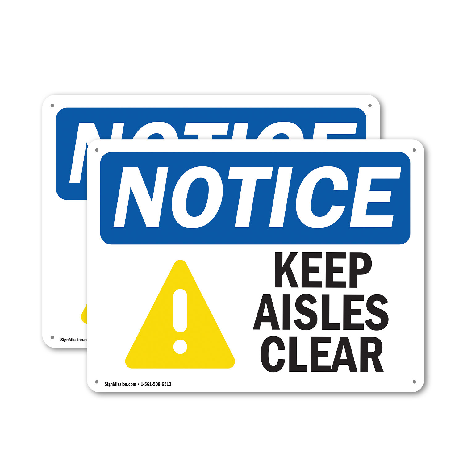 (2 Pack) Keep Aisles Clear OSHA Notice Sign Decal Metal Plastic