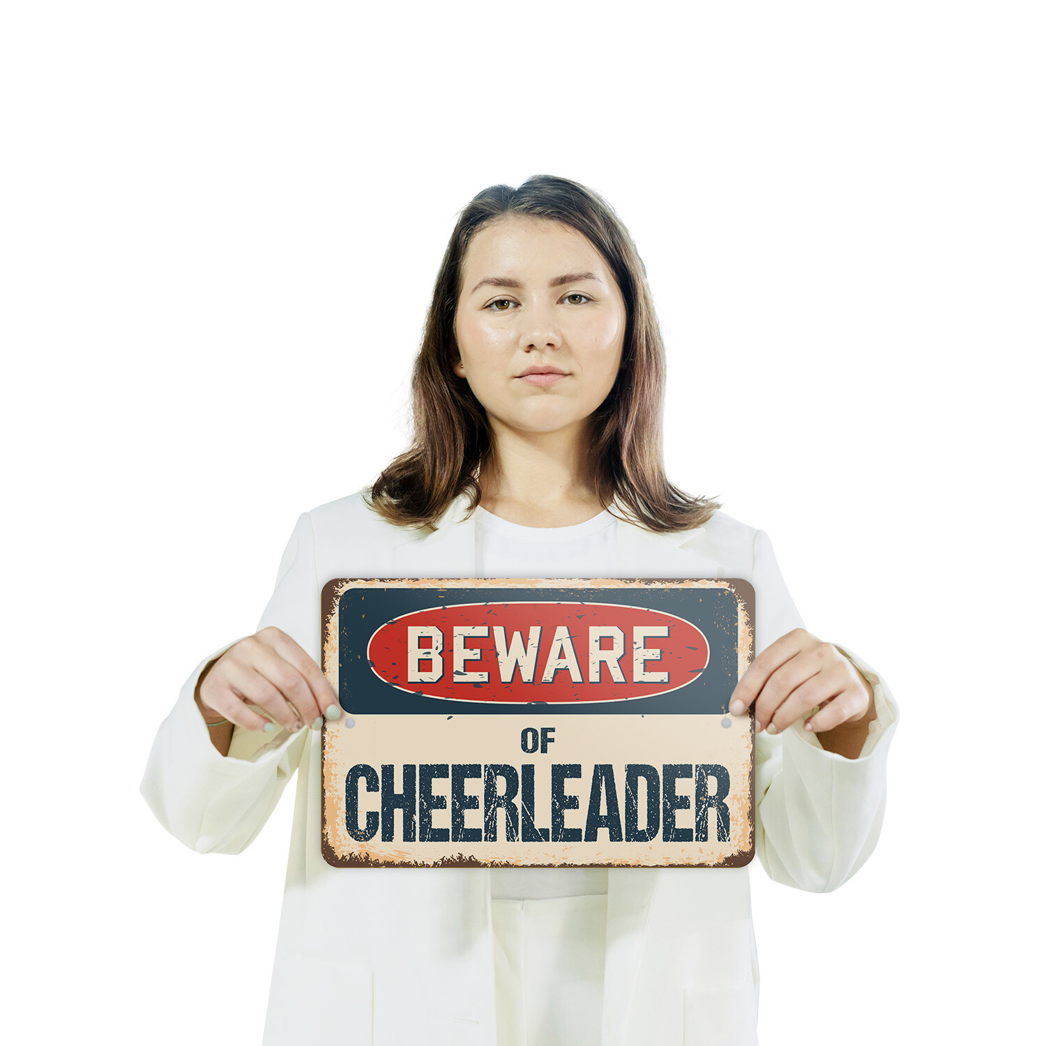 Cheerleader (3 Pack) Plastic Street Sign Crossing Warning Vintage Rustic Beware