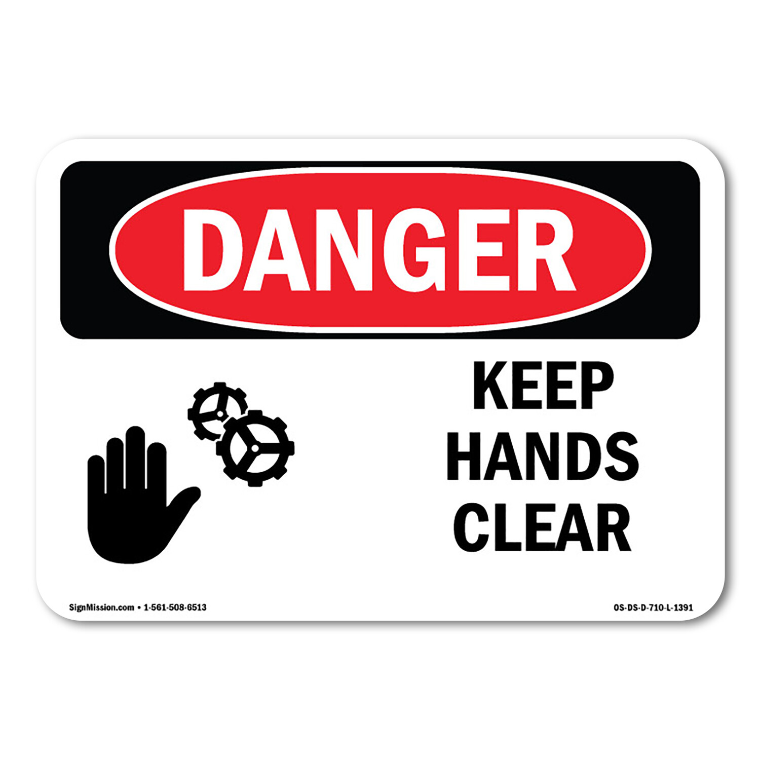 Keep Hands Clear ANSI Danger Sign Metal Plastic Decal