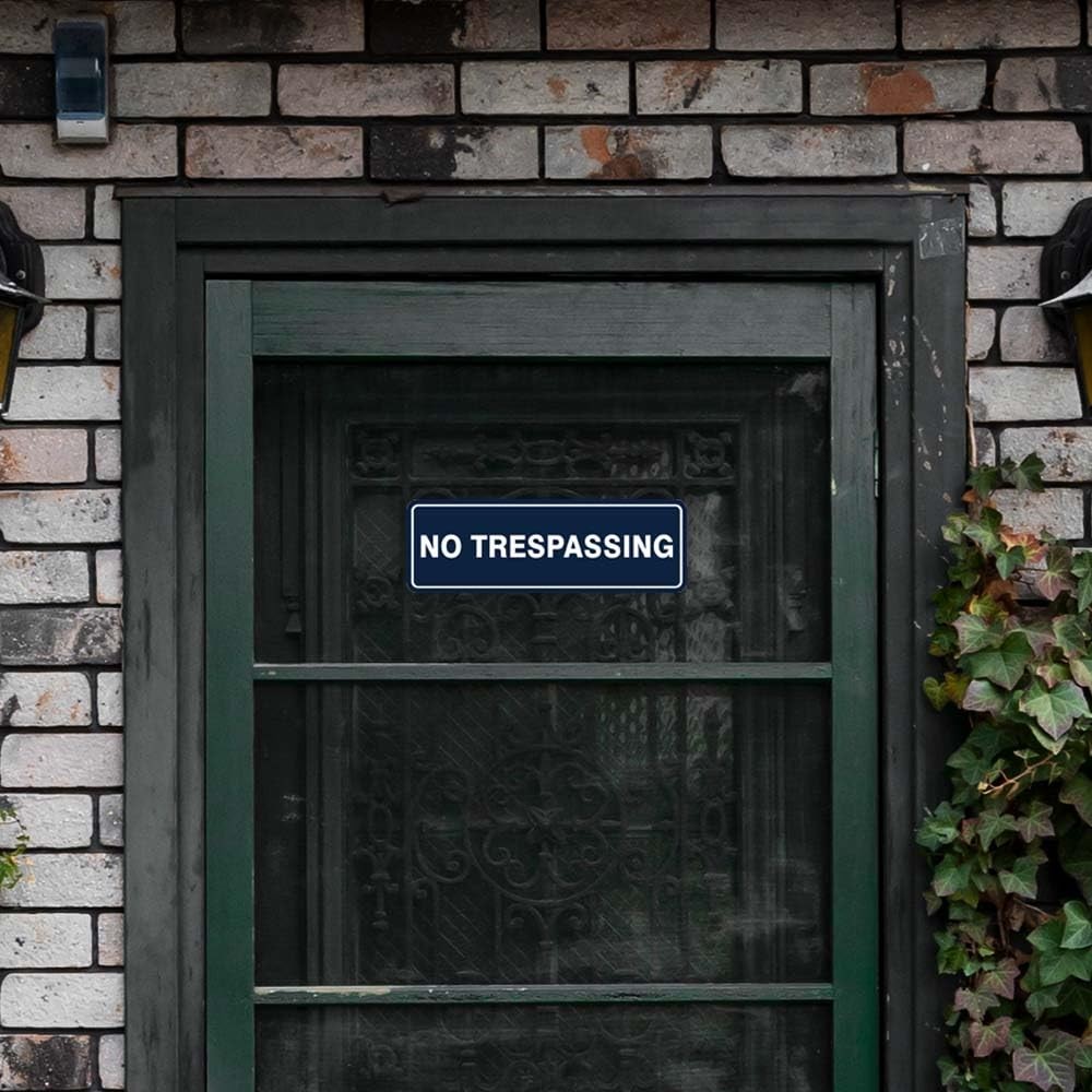 Standard No Trespassing Sign – Black / Gold – Small 2″ X 6″