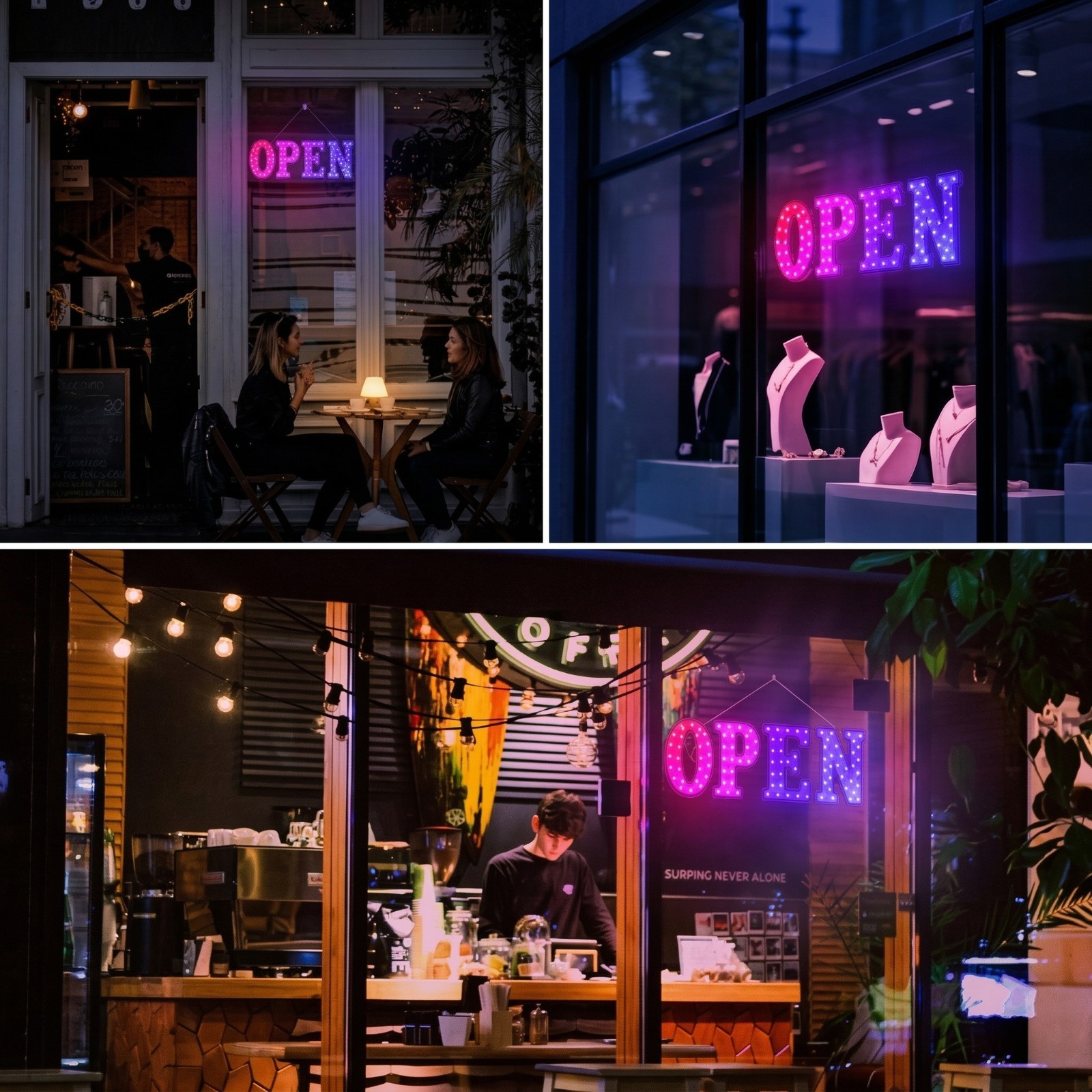 EPL Signs OPEN RGBW Wave LED Sign 17″x48″ Remote 4G Full-color Changes