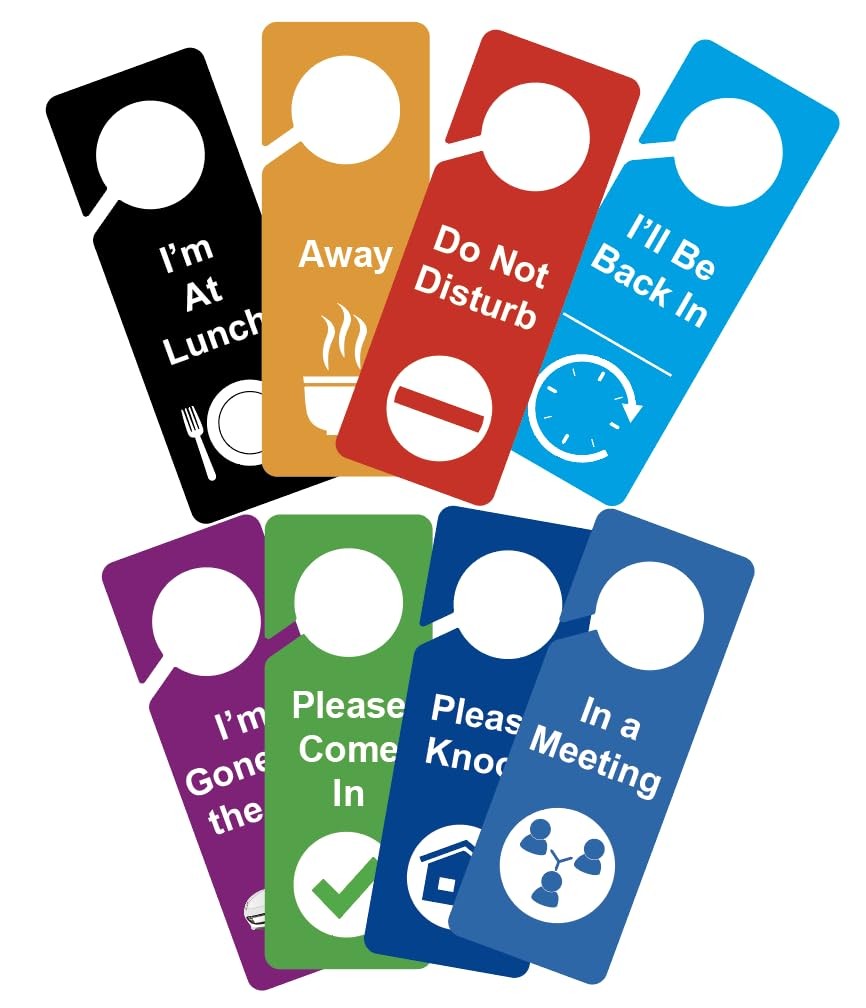 8 PCS 3.5×9.5” Door Hanger Tags Sign Office Work in a Meeting Do Not Disturb