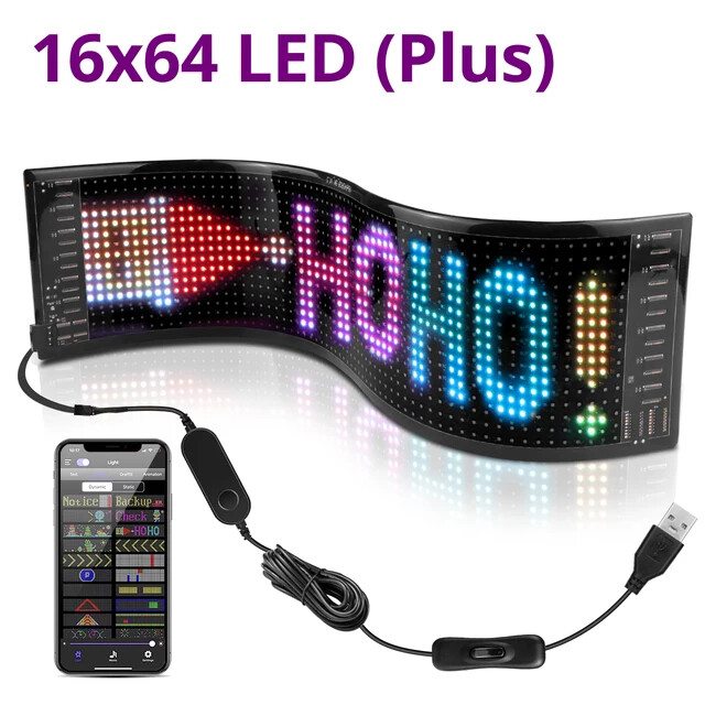 Scrolling Advertising LED Sign USB – Bluetooth Light Custom Text Pattern