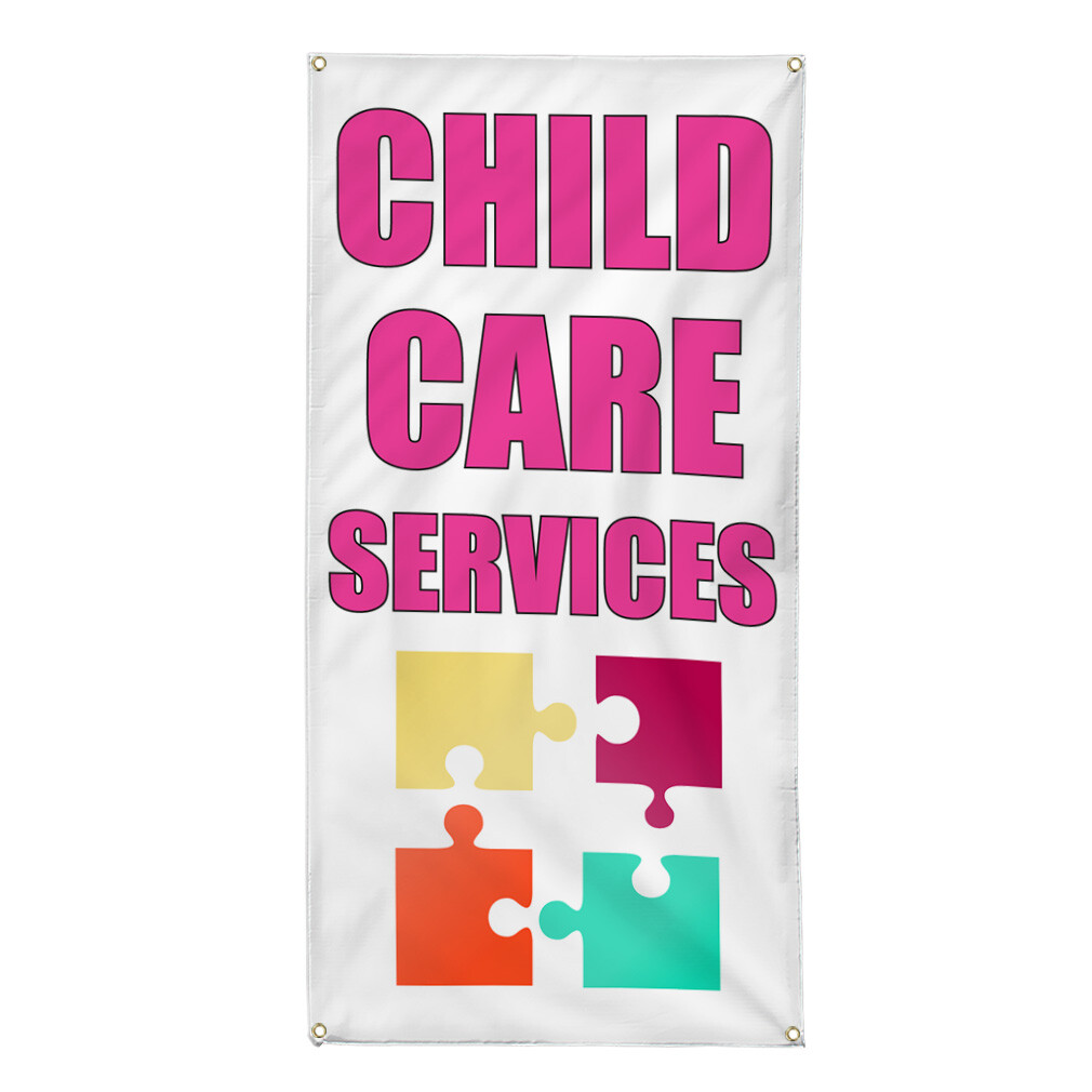 Vertical Vinyl Banner Multiple Sizes Child Care Services Business Outdoor