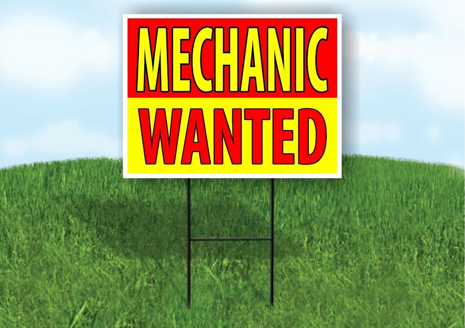 MECHANIC WANTED RED YELLOW Plastic Yard Sign ROAD SIGN with Stand
