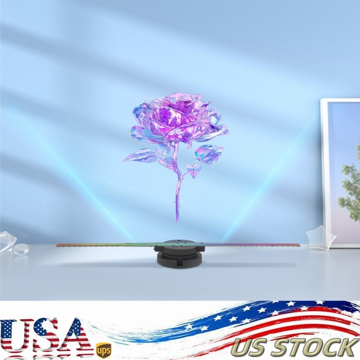 3D 1080P LED Holographic Fan Hologram Fan Projector Light RGB Sign Bar +Control