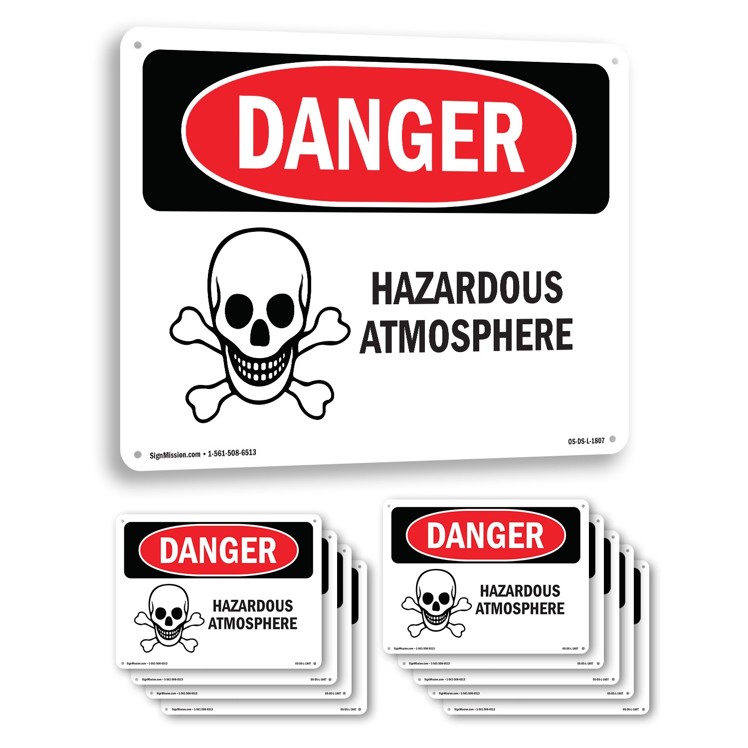Hazardous ATMosphere OSHA Danger Sign Metal, Plastic, Or Decal – 5 or 10 Pack