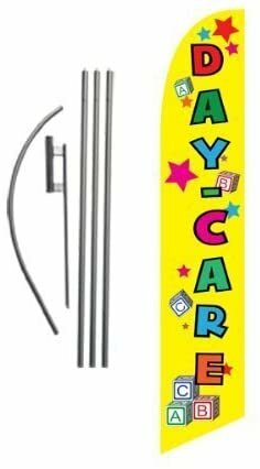 Daycare (yellow) 15ft Feather Banner Swooper Flag Kit – INCLUDES 15FT POLE…