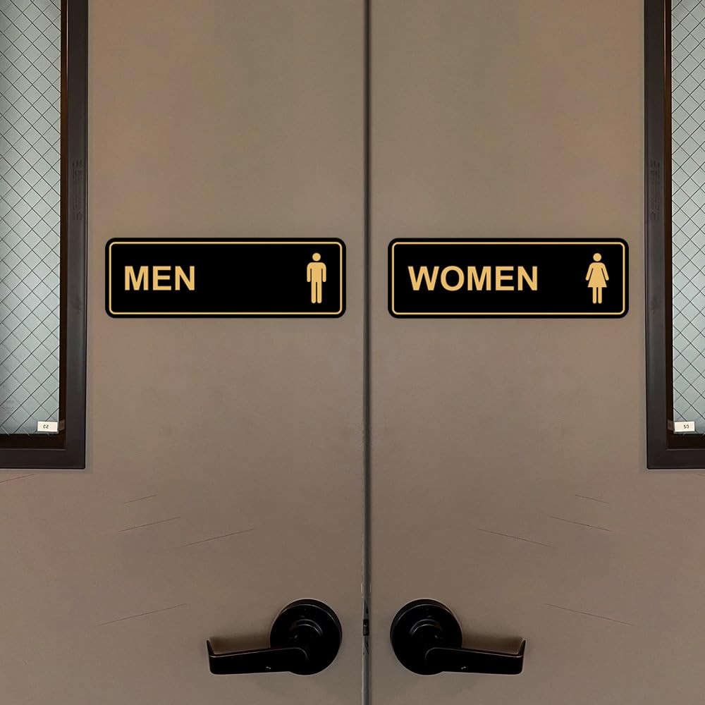 Standard Men Women Restroom Sign Large Black 2 PCS Commercial Office Door