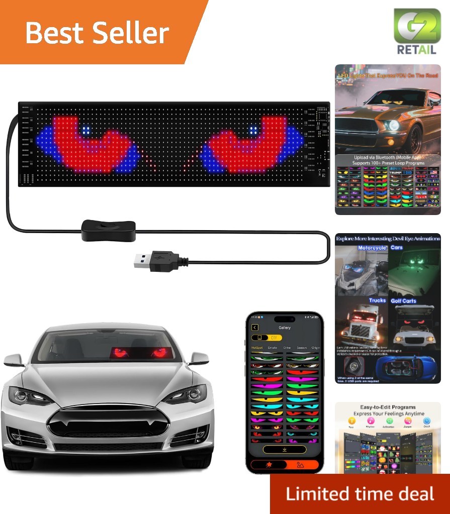 14”x4” Waterproof LED Custom Animation Eyes for Cars & Trucks – Remote Control