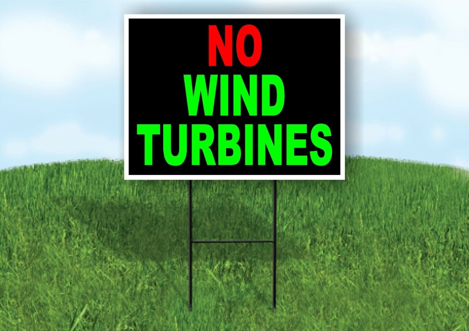 NO WIND TURBINES RED GREEN Yard Sign with Stand LAWN SIGN