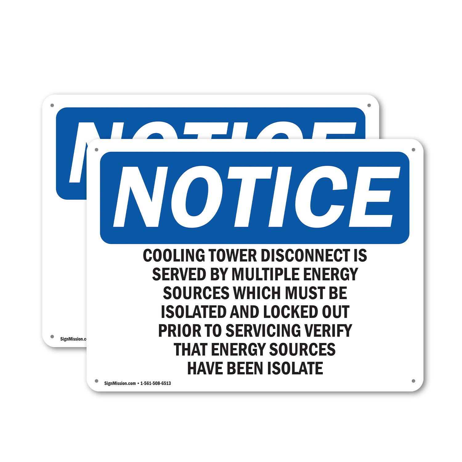 (2 Pack) Cooling Tower Disconnect Is Served By Multiple OSHA Notice Sign Decal