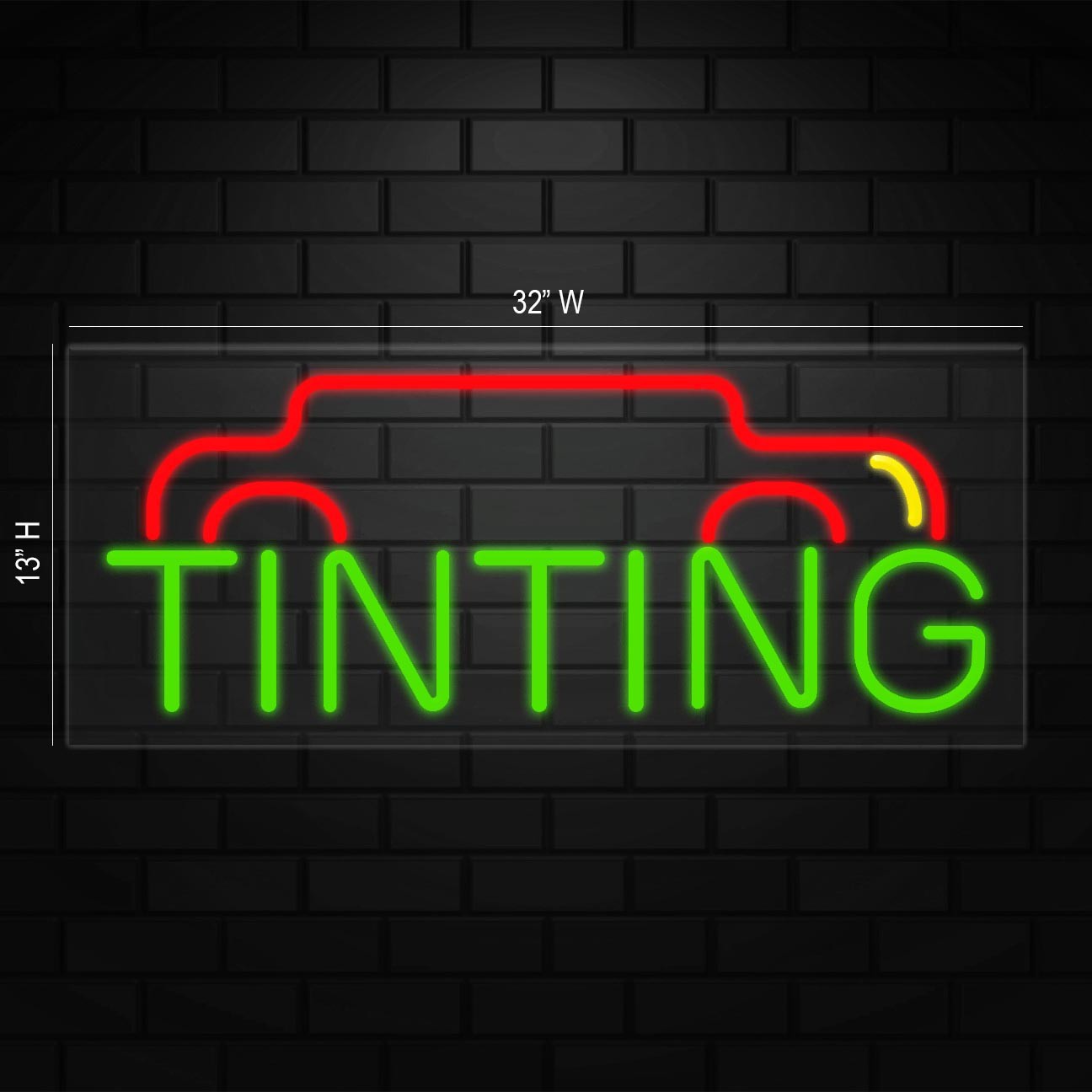 Car Tinting Sign for Business Displays | LED Flex Neon | 32″W x 13″H x 1″D