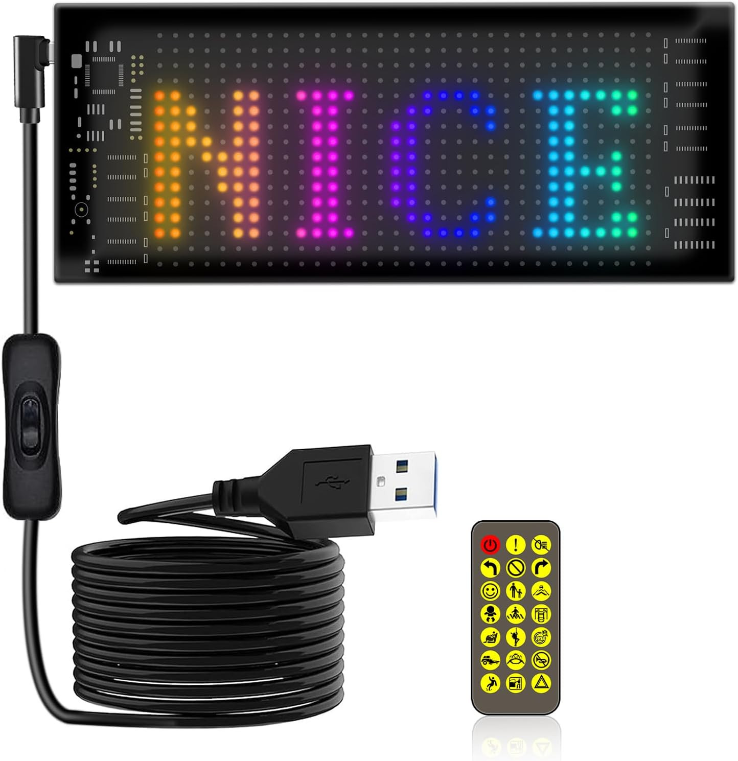 LED Car Sign, 7”X3” Flexible Smart Display Bluetooth APP Control Scrolling Bri
