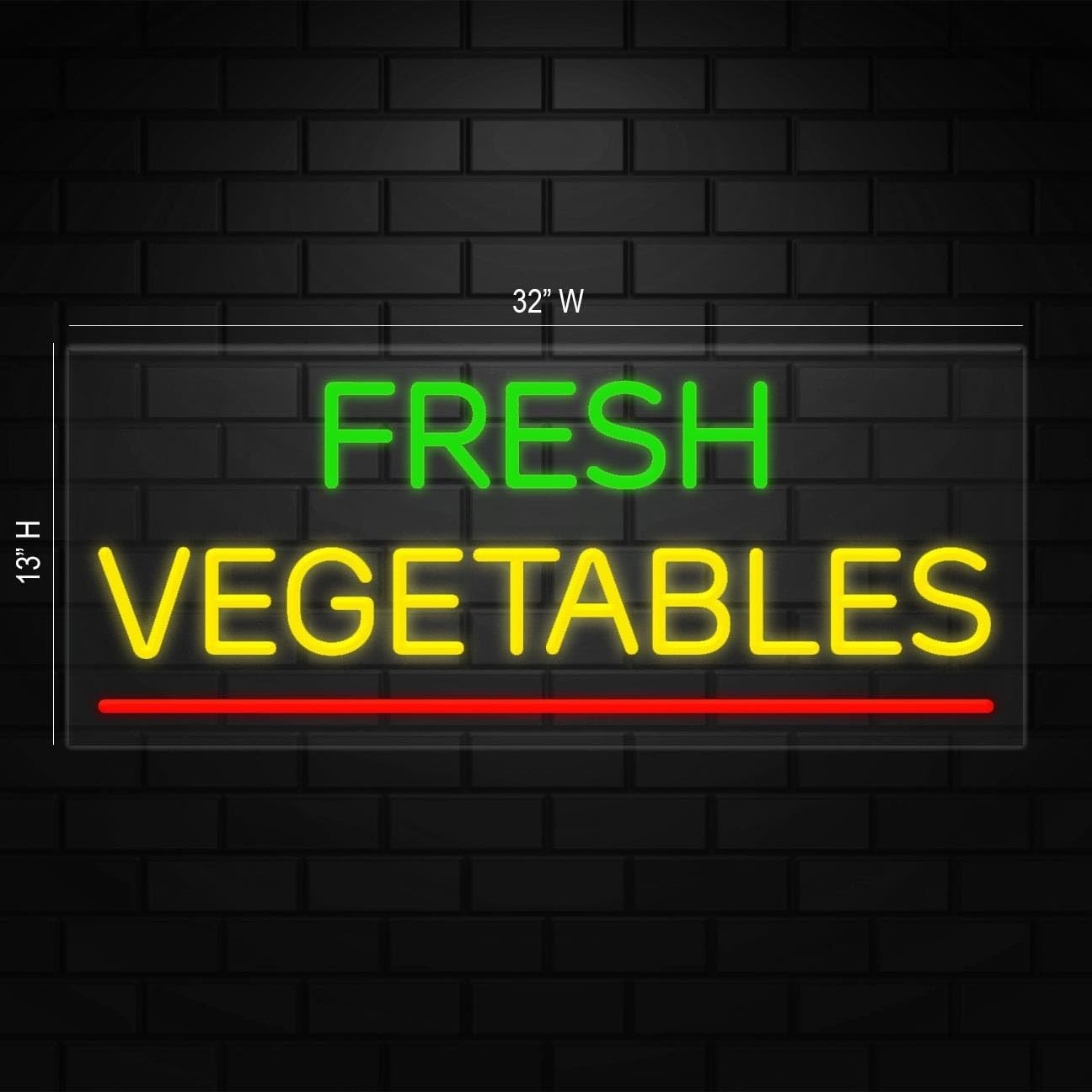 Fresh Vegetables Sign for Retail Displays | LED Flex Neon | 32″W x 13″H x 1″D