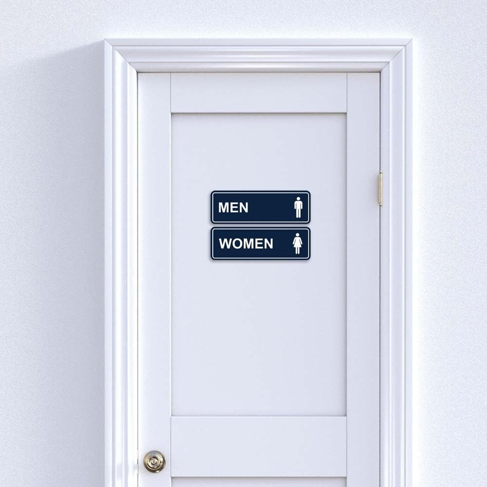 Standard Men Women Restroom Sign Large Black 2 PCS Commercial Office Door
