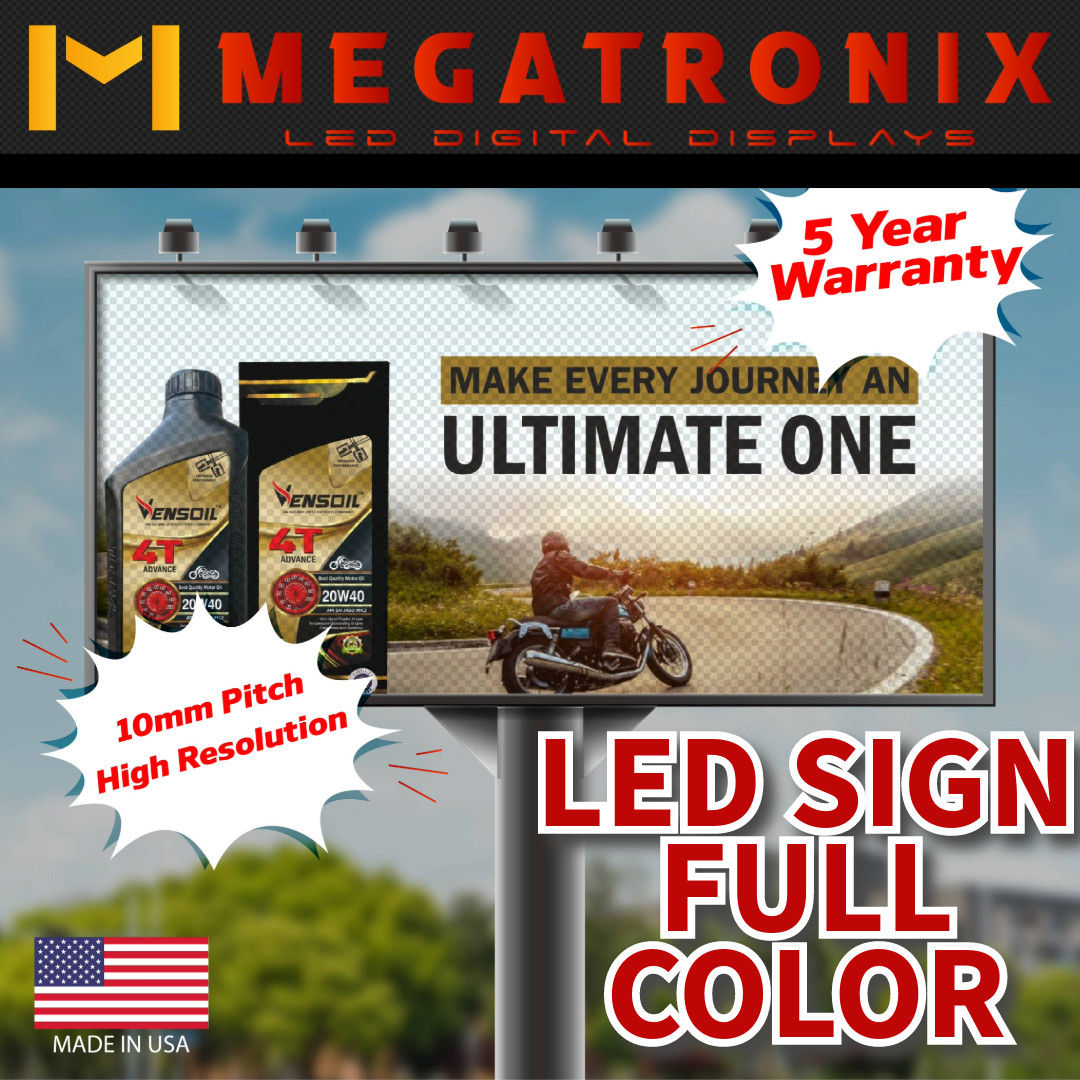 LED Sign Outdoor Full Color Programmable Message Digital Sign P10 6.5” X 38”