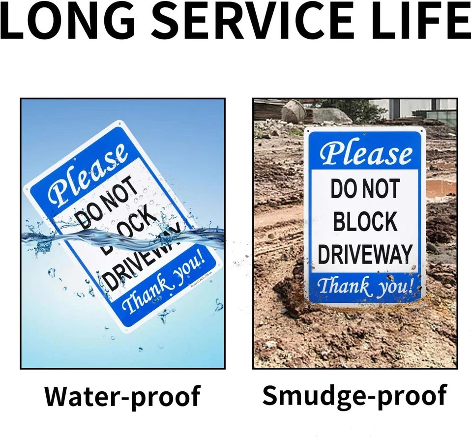 2-Pack Please Do Not Block Driveway Sign，No Parking Sign，12″X 8″ .040 Rust Free