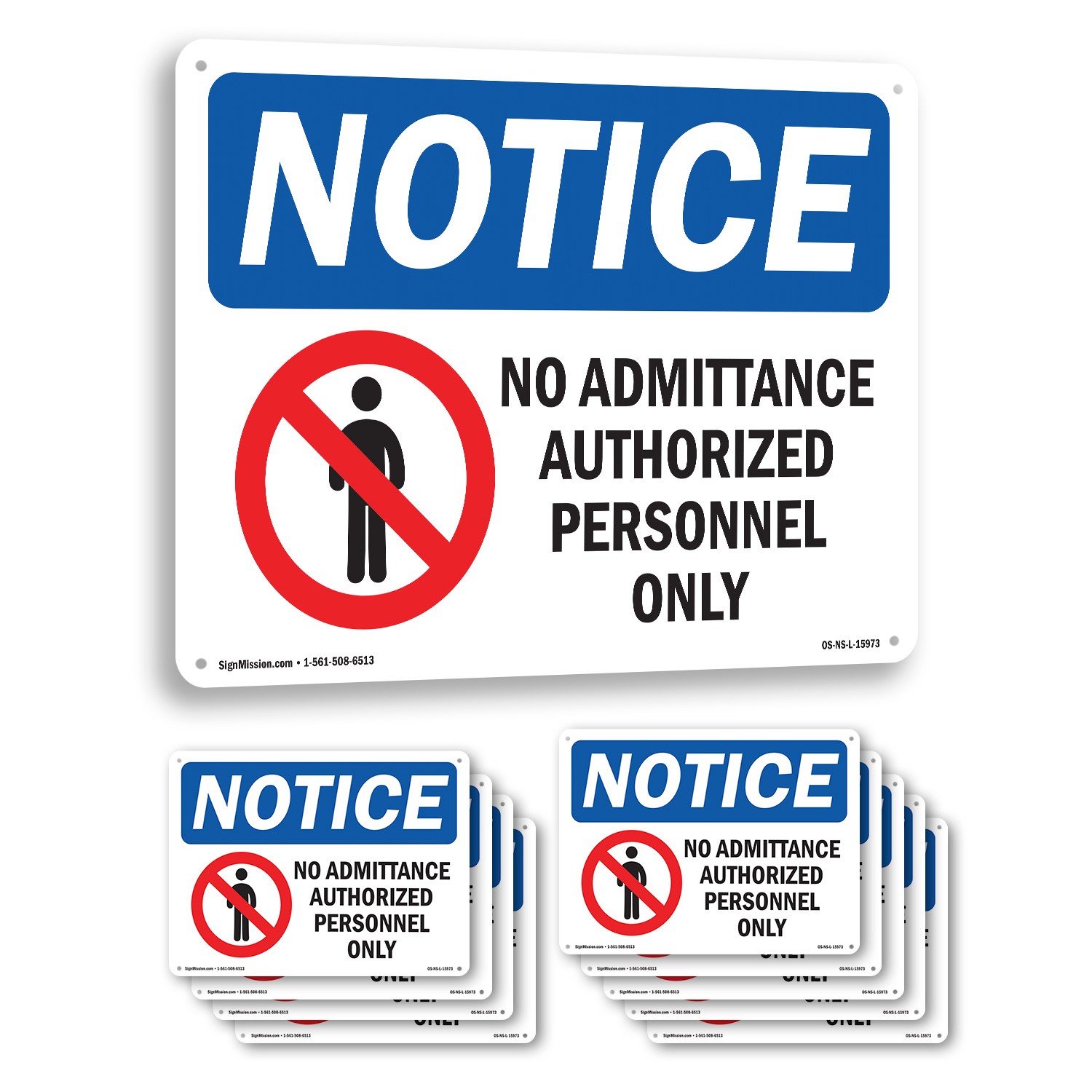 No Admittance Authorized Personnel Only OSHA Notice Sign Or Decal – 5 or 10 Pack