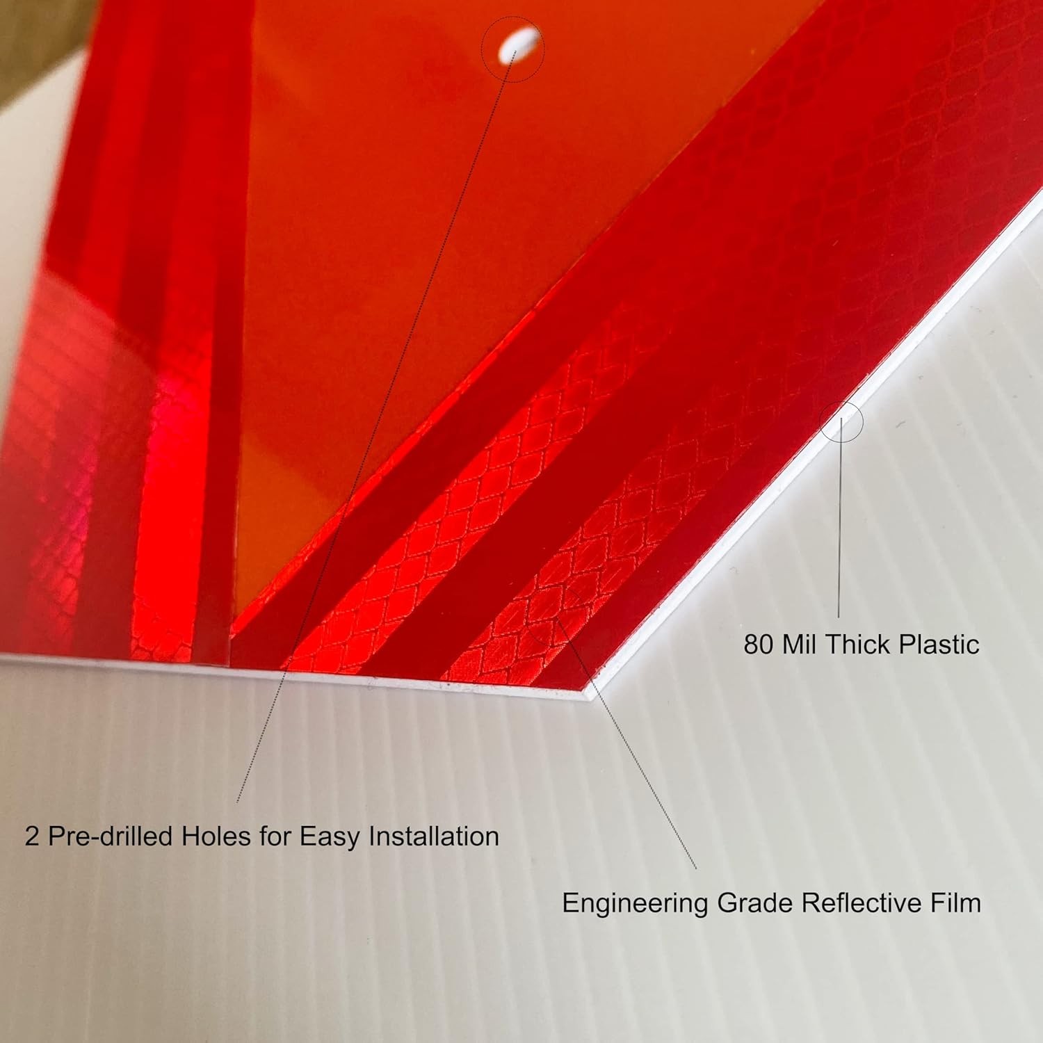 2 Pack Slow Moving Vehicle Triangle Sign, Plastic Farm 2PCS, red