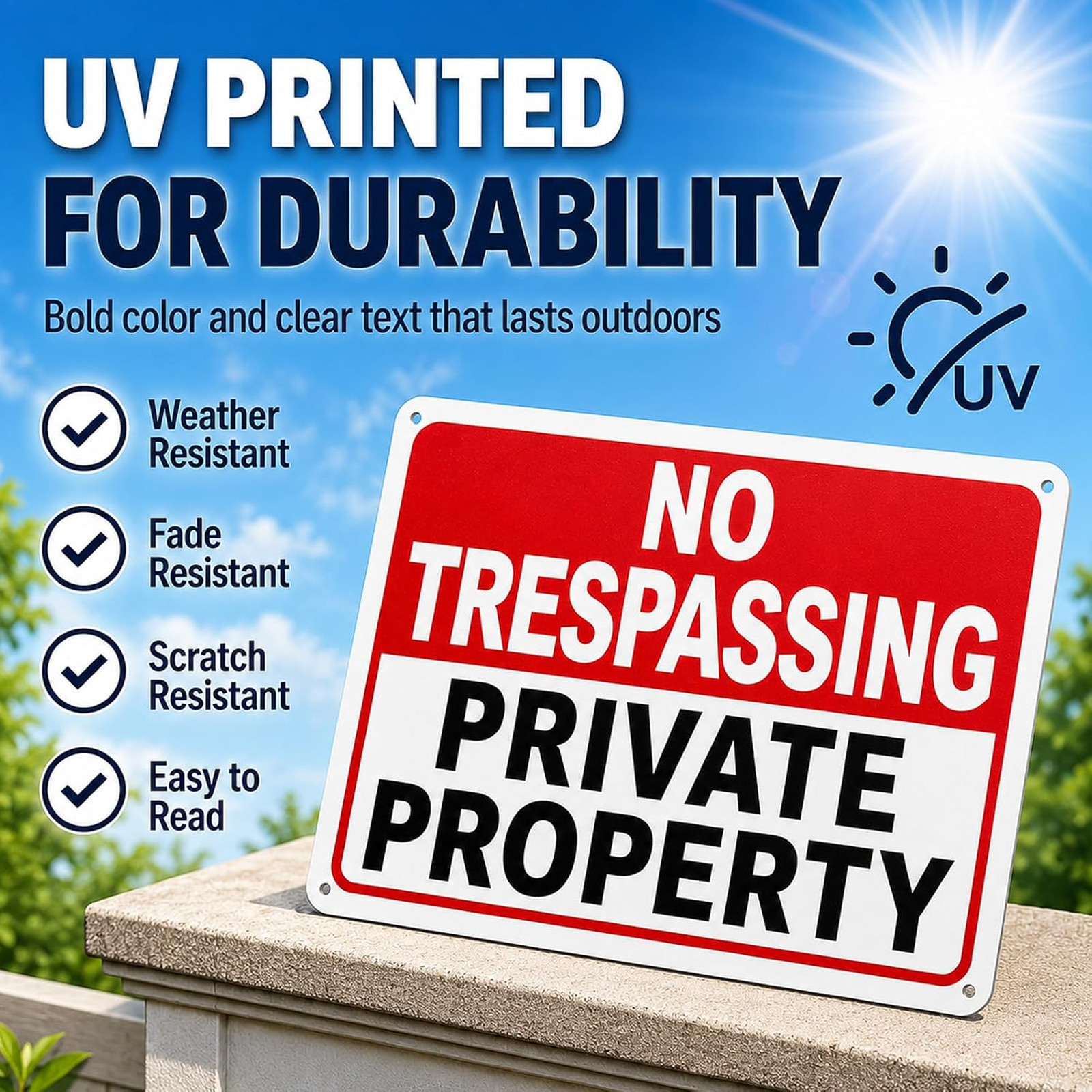 No Trespassing Signs Private Property 10×7 Inch Aluminum Reflective Weatherproof