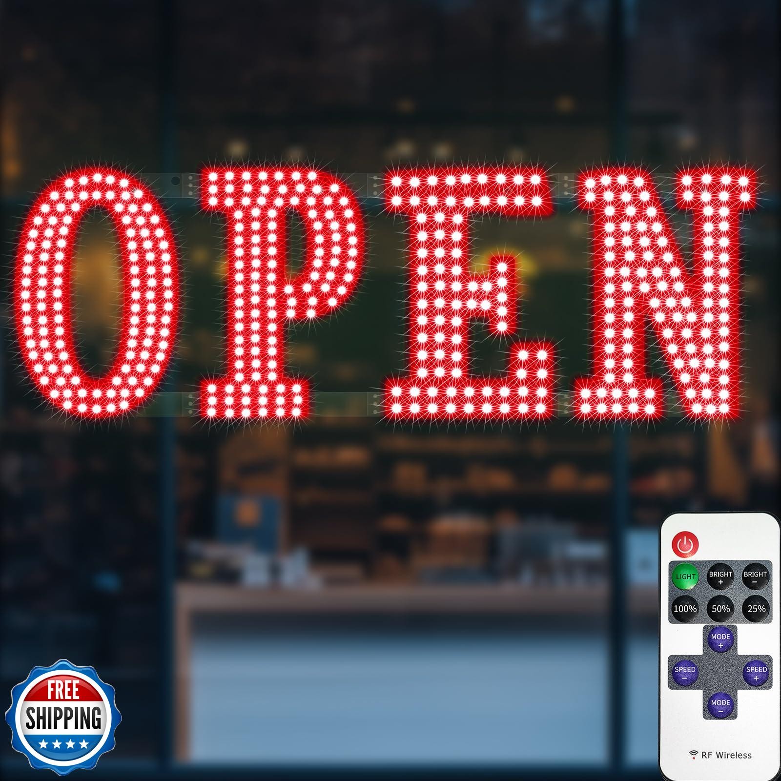 30″ x 10″ Large LED Open Signs with Remote Control 14 Modes Dimmable Open Sig