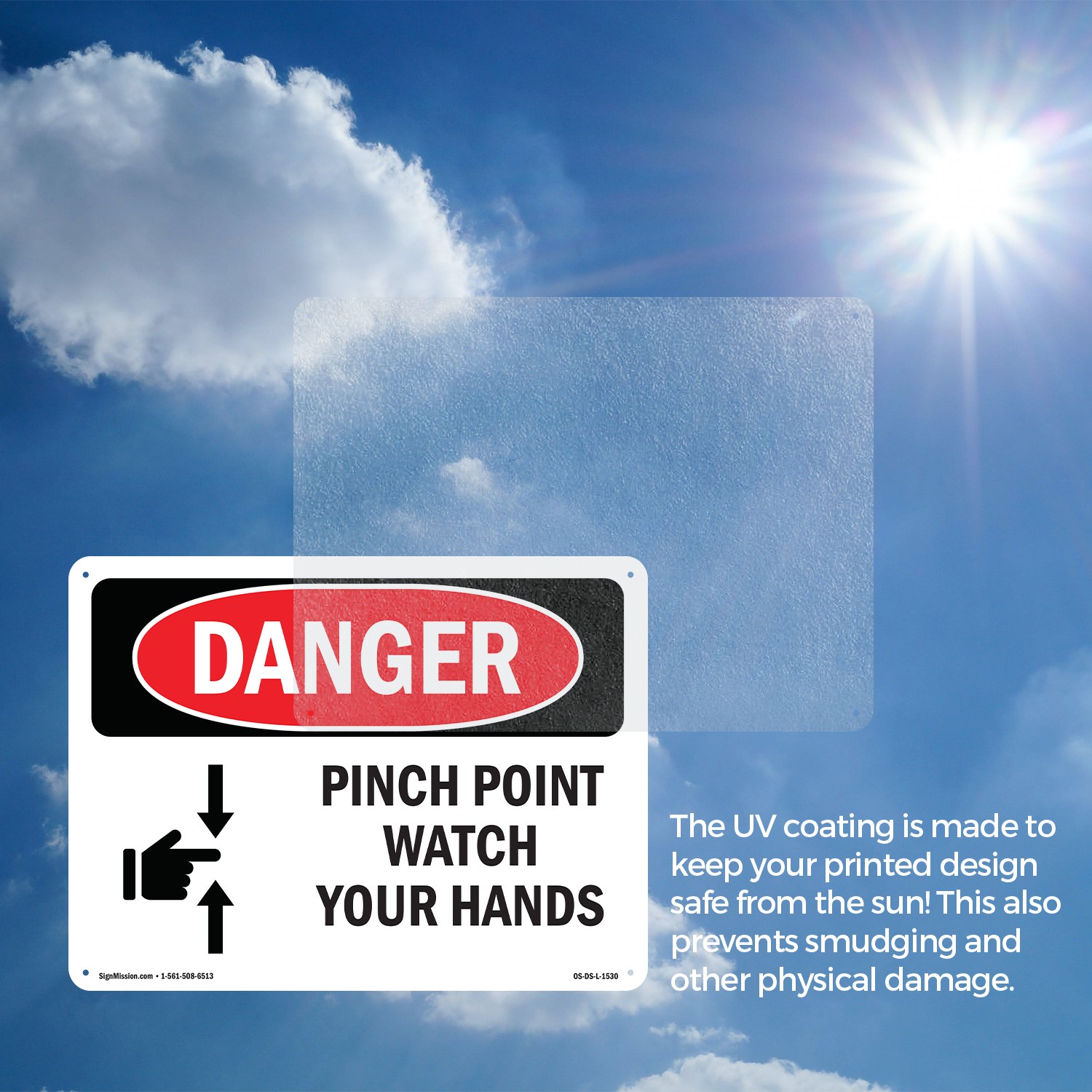 Pinch Point Watch Your Hands OSHA Danger Sign Metal, Plastic, Decal 5 or 10 Pack