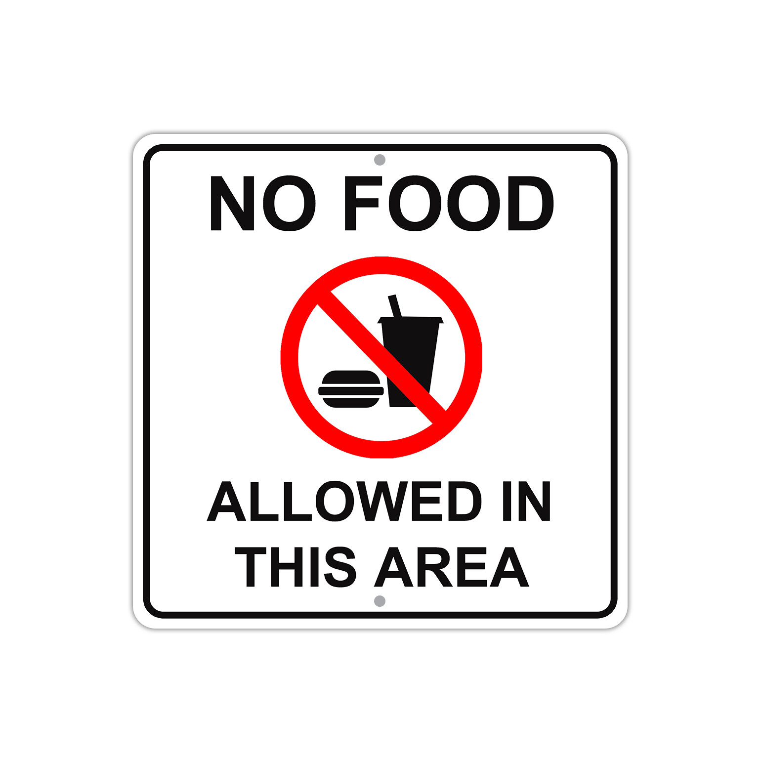 No Food Allowed In This Area 12″x12″ Portable Novelty Aluminum Metal Sign
