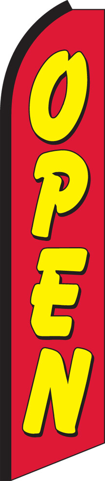 SWOOPER FEATHER FLUTTER FLAG OPEN SIGN ADVERTISING RED YELLOW HALF SLEEVE SUPER