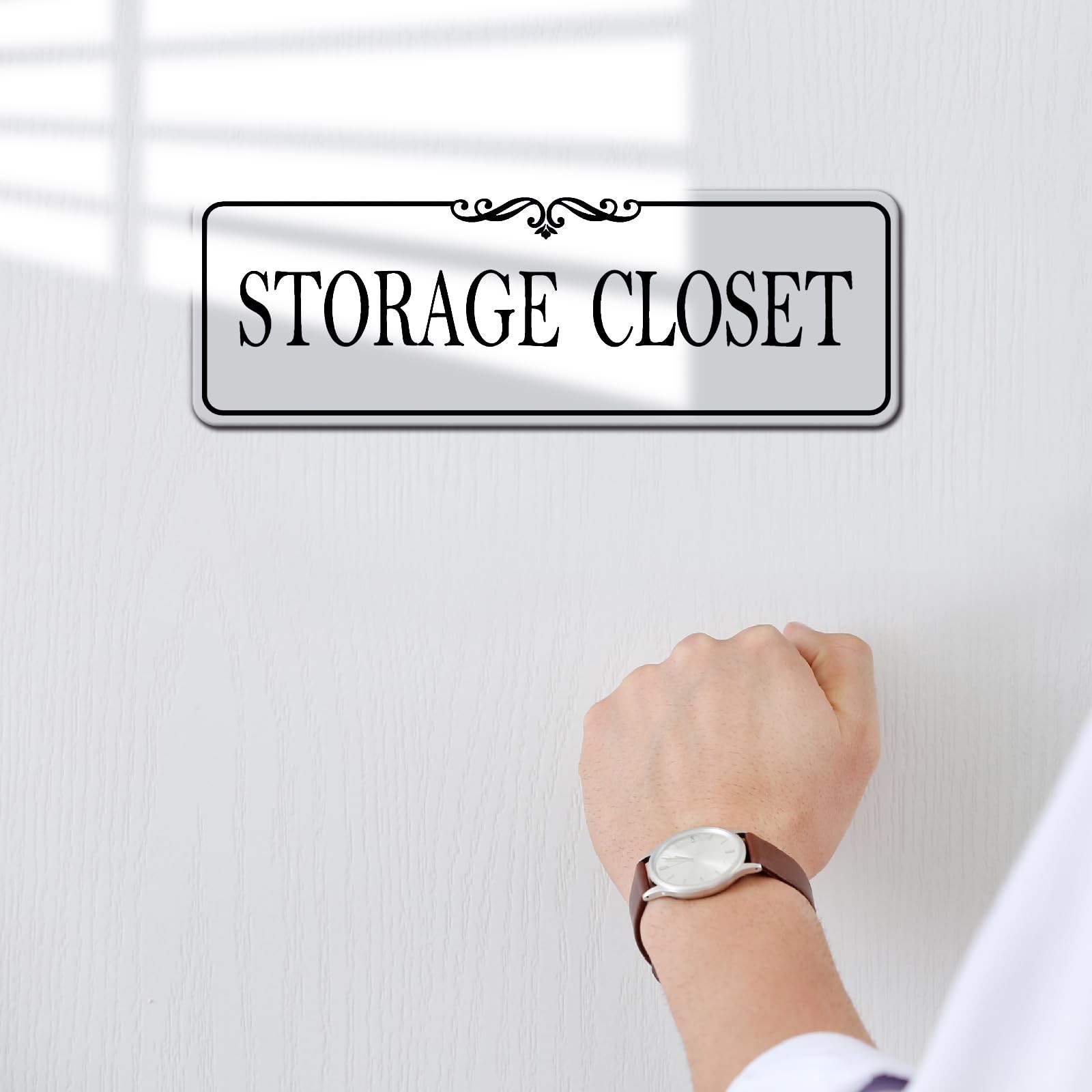 Storage Closet Sign 9x3Inch Acrylic Self-Stick Door Wall Office Home White 1 PCS