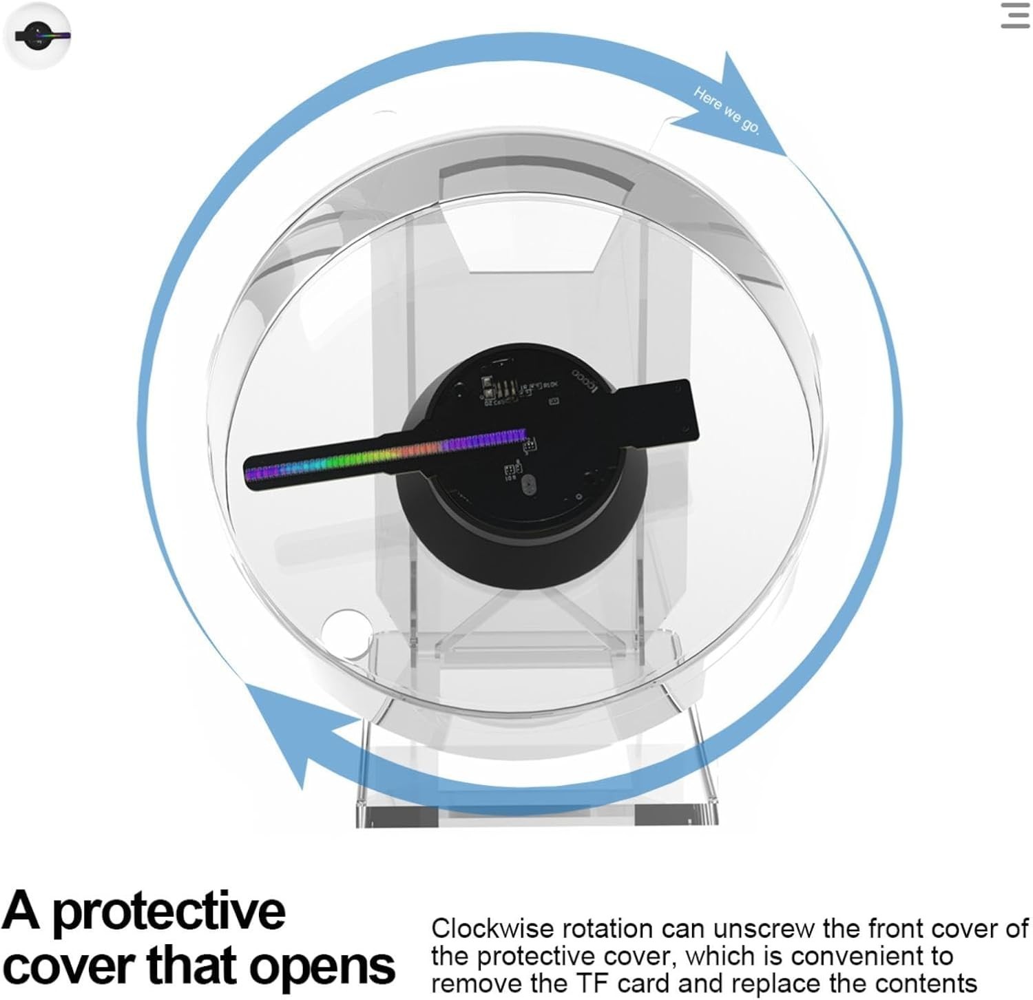 3D Hologram Fan Acrylic 4.72in Portable WiFi App Control for Events Home