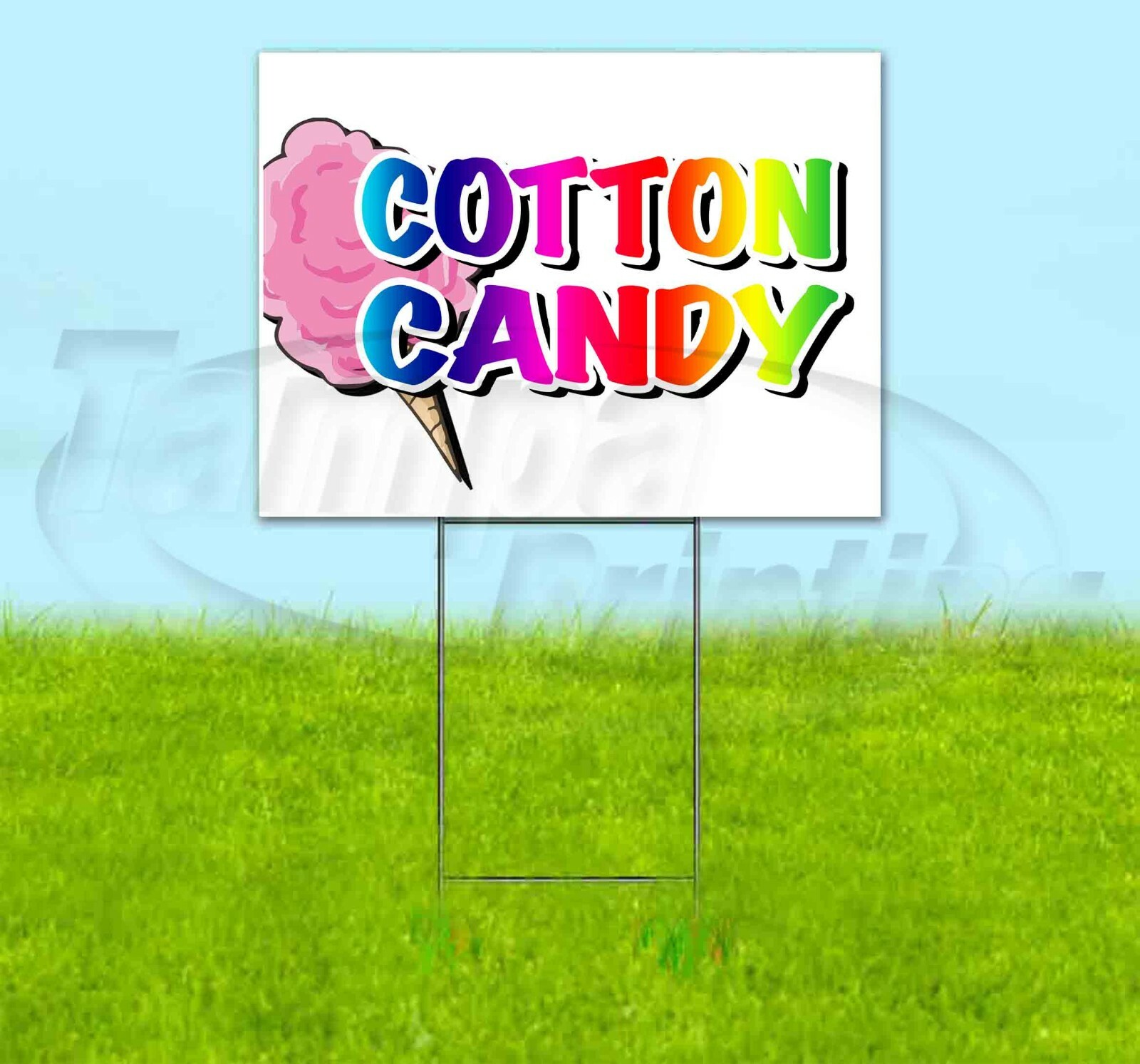 COTTON CANDY 18×24 Yard Sign Corrugated Plastic Bandit Lawn Business RAINBOW