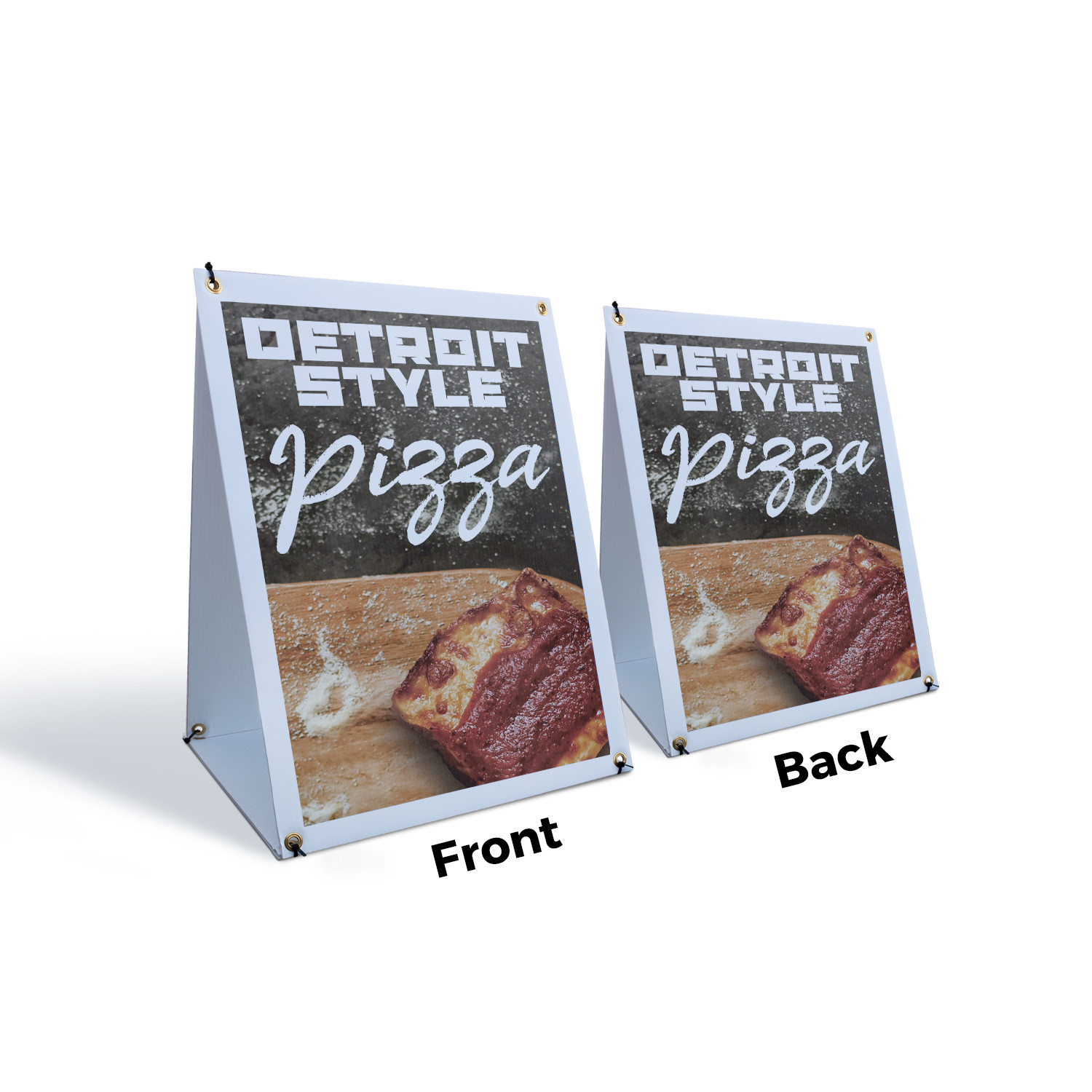 Detroit Style Pizza A-Frame Sidewalk Sign Authentic Recipe Fresh Ingredients