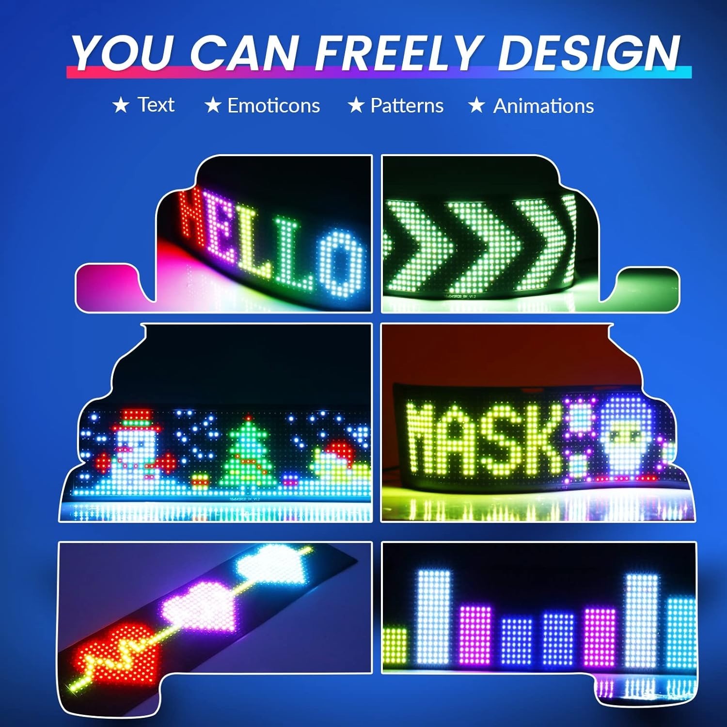 Programmable 15”x4” LED Sign with App Control – Perfect for Cars, Bars, Events