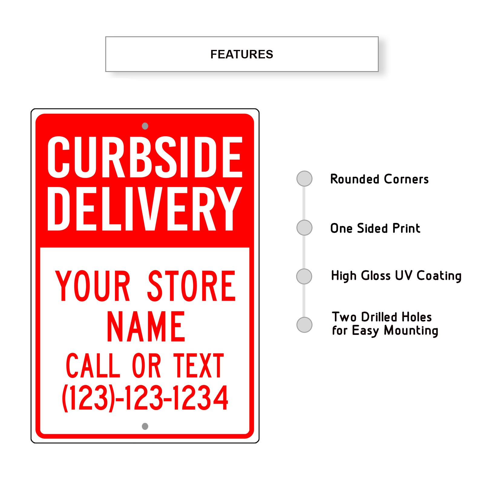 Custom Sign Curbside Delivery Your Store Name Number Custom Aluminum Metal Sign