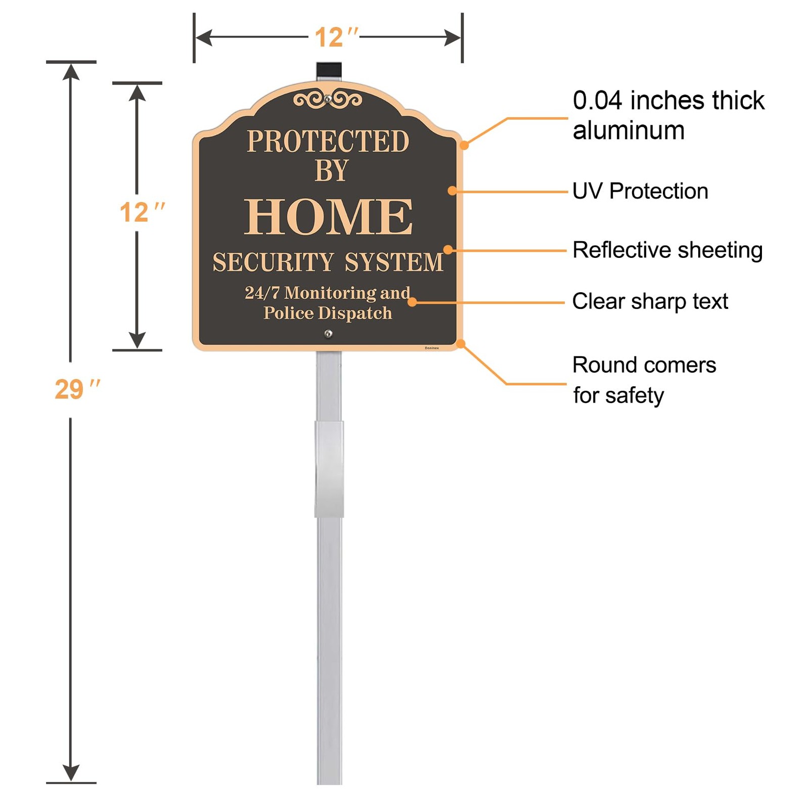 Large (2 Pack) 12X12 Inch Home Security System Yard Sign, Reflective, Aluminu…