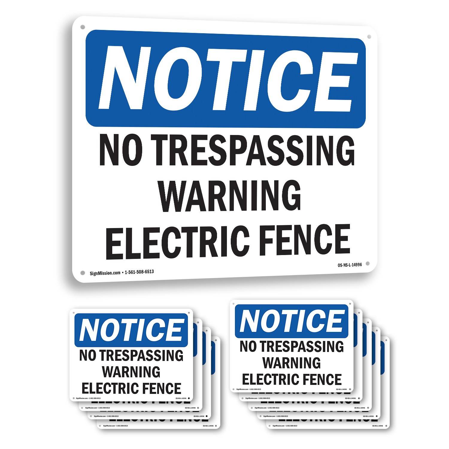No Trespassing Warning Electric Fence OSHA Notice Sign Or Decal – 5 or 10 Pack